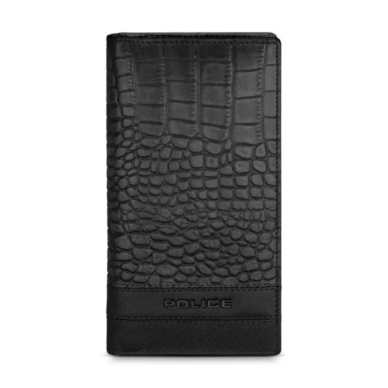 Police Ponte Mens Leather Card Holder In Croc Print
